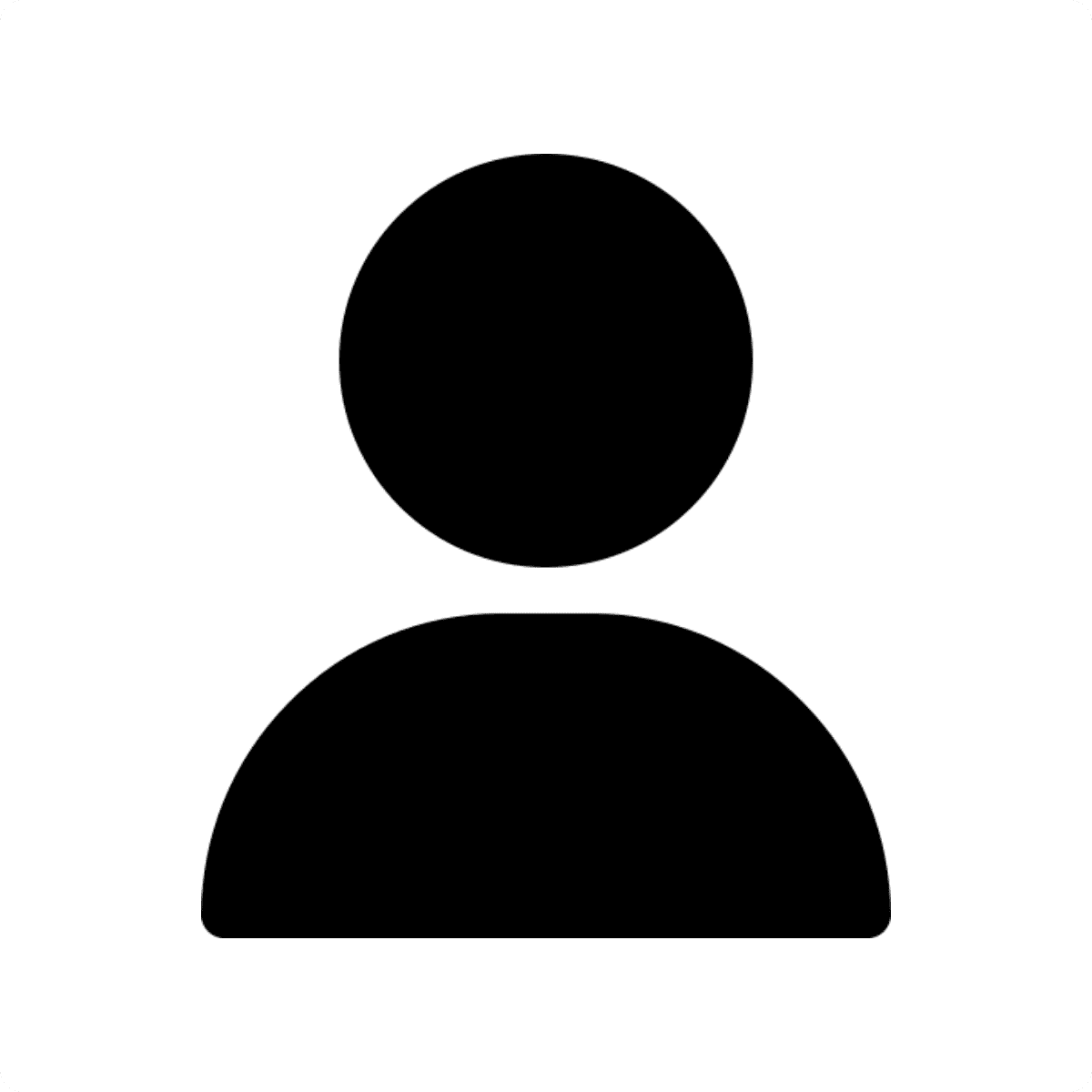 Person icon, black silhouette on white background.