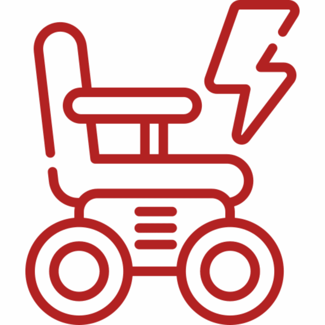 A red shopping cart icon on a white background.