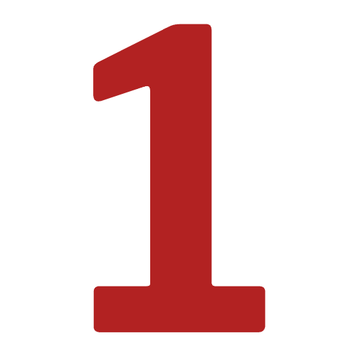 A bold red number one on a white background.