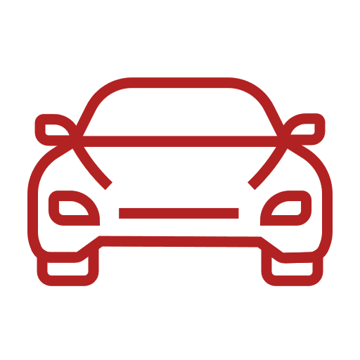 Red car outline on black background.